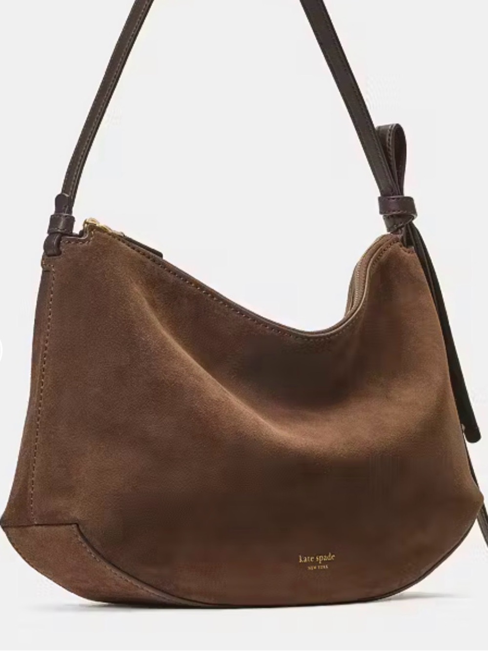 Kate Spade Loop Suede Large Shoulder Bag Hot Fudge Brown - Picture 13 of 16